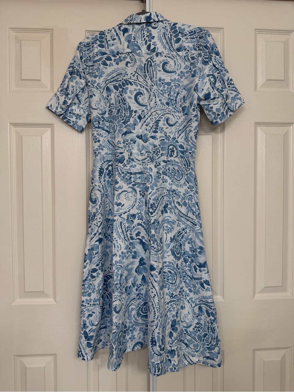 Ralph Lauren Blue & White Paisley Tie-Waist Shirt Dress - Picture 4 of 5